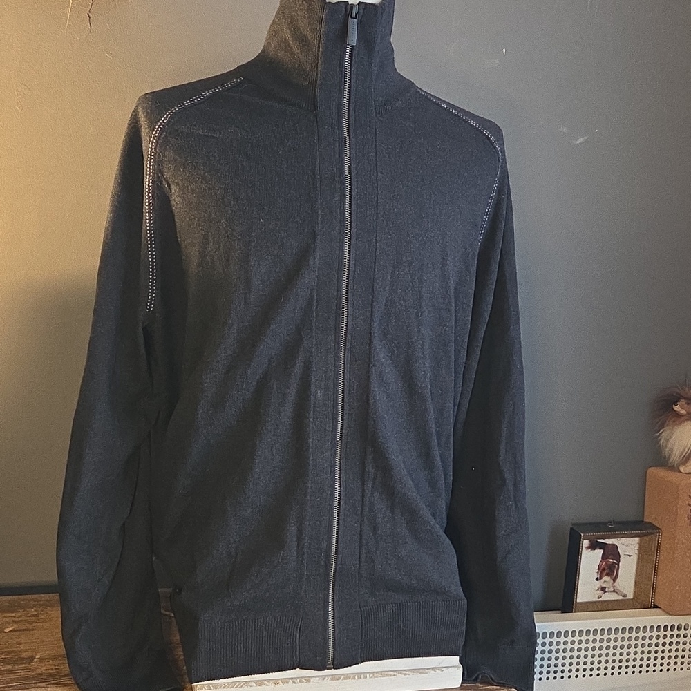 NWT Men's Perry Ellis Zip Up Sweater XL 55% Cotton Light Weight Knit